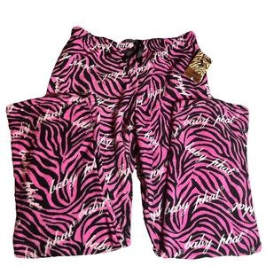 ZEBRA PRINT HOT PINK BABY PHAT FUZZY PJ PANTS